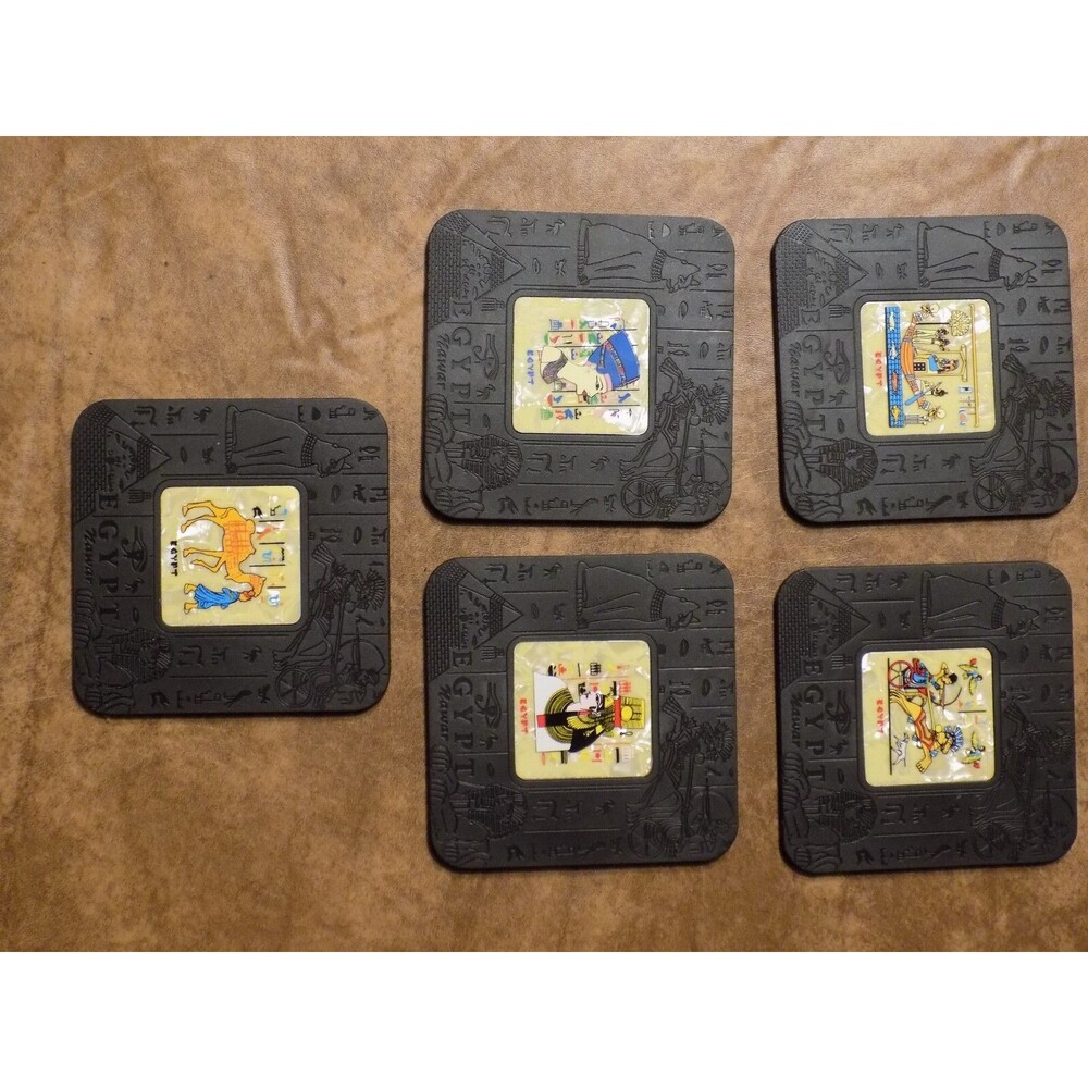 Egypt Nawar Egyptian Hieroglyphics Lot Of 5 Drink Coasters - Picture 9 of 14